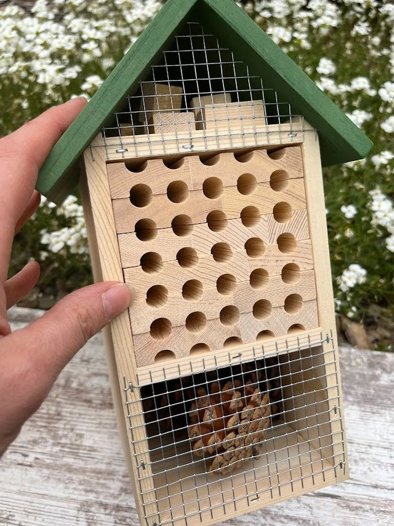 Grand Pollinator Hotel - Multi-Room Garden Insect Habitat House for Mason Bees Organic Gardening Gift