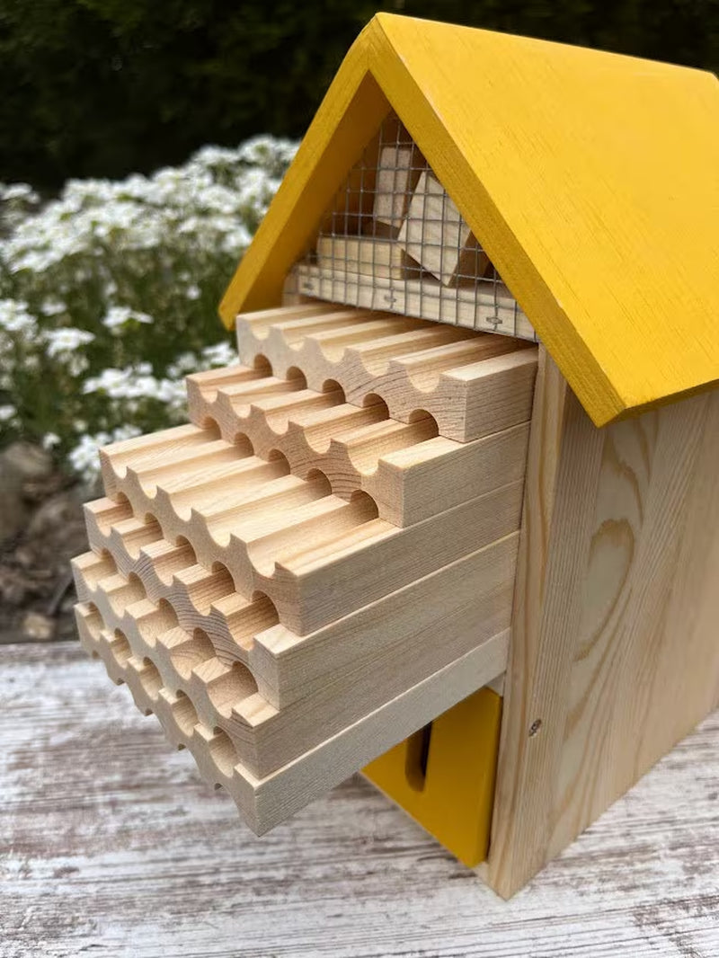 Grand Pollinator Hotel - Multi-Room Garden Insect Habitat House for Mason Bees Organic Gardening Gift