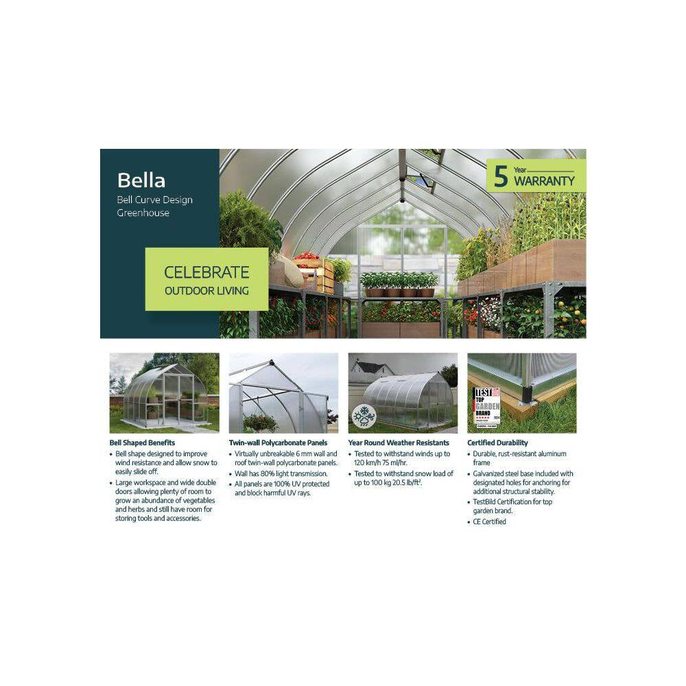 Bella 8 Ft. X 8 Ft. Silver/Diffused DIY Greenhouse Kit