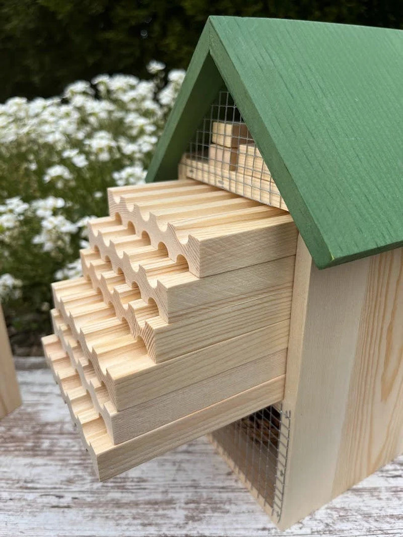 Grand Pollinator Hotel - Multi-Room Garden Insect Habitat House for Mason Bees Organic Gardening Gift