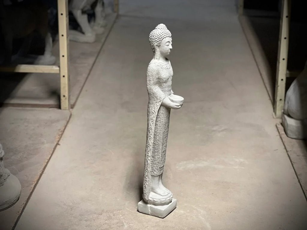Standing Buddha Stone Statue Asian Buddha Figurine Concrete Zen Lady Sculpture Outdoor Garden Decoration