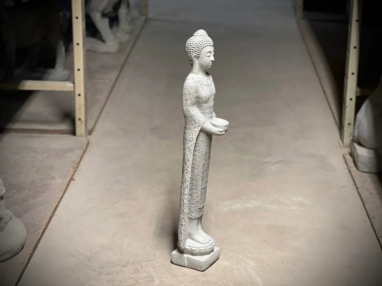 Standing Buddha Stone Statue Asian Buddha Figurine Concrete Zen Lady Sculpture Outdoor Garden Decoration