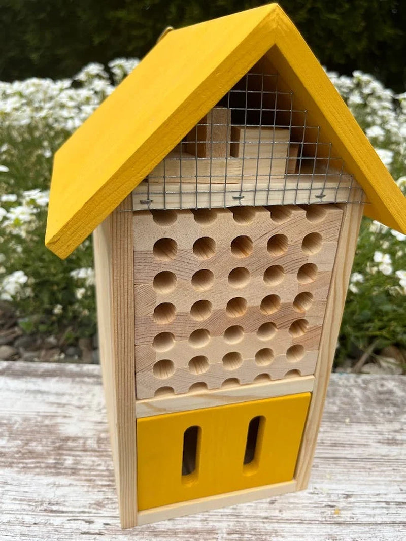 Grand Pollinator Hotel - Multi-Room Garden Insect Habitat House for Mason Bees Organic Gardening Gift