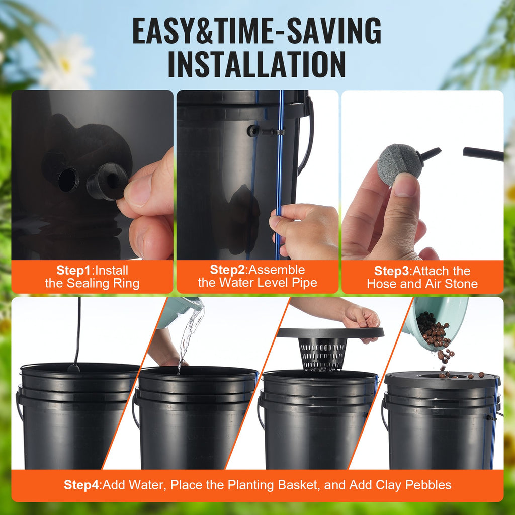 Hydroponics Deep Water Culture DWC Hydroponic System 5 Gallon 4 Buckets
