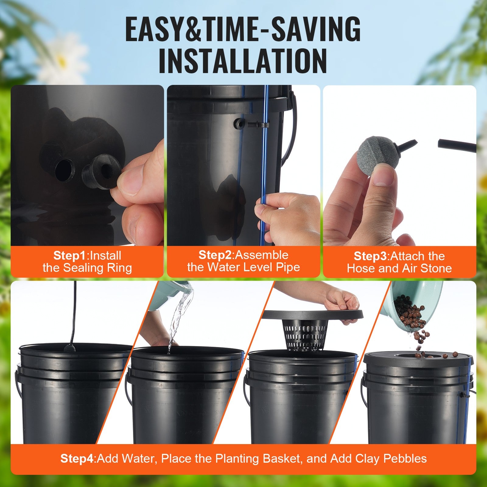 Hydroponics Deep Water Culture DWC Hydroponic System 5 Gallon 4 Buckets