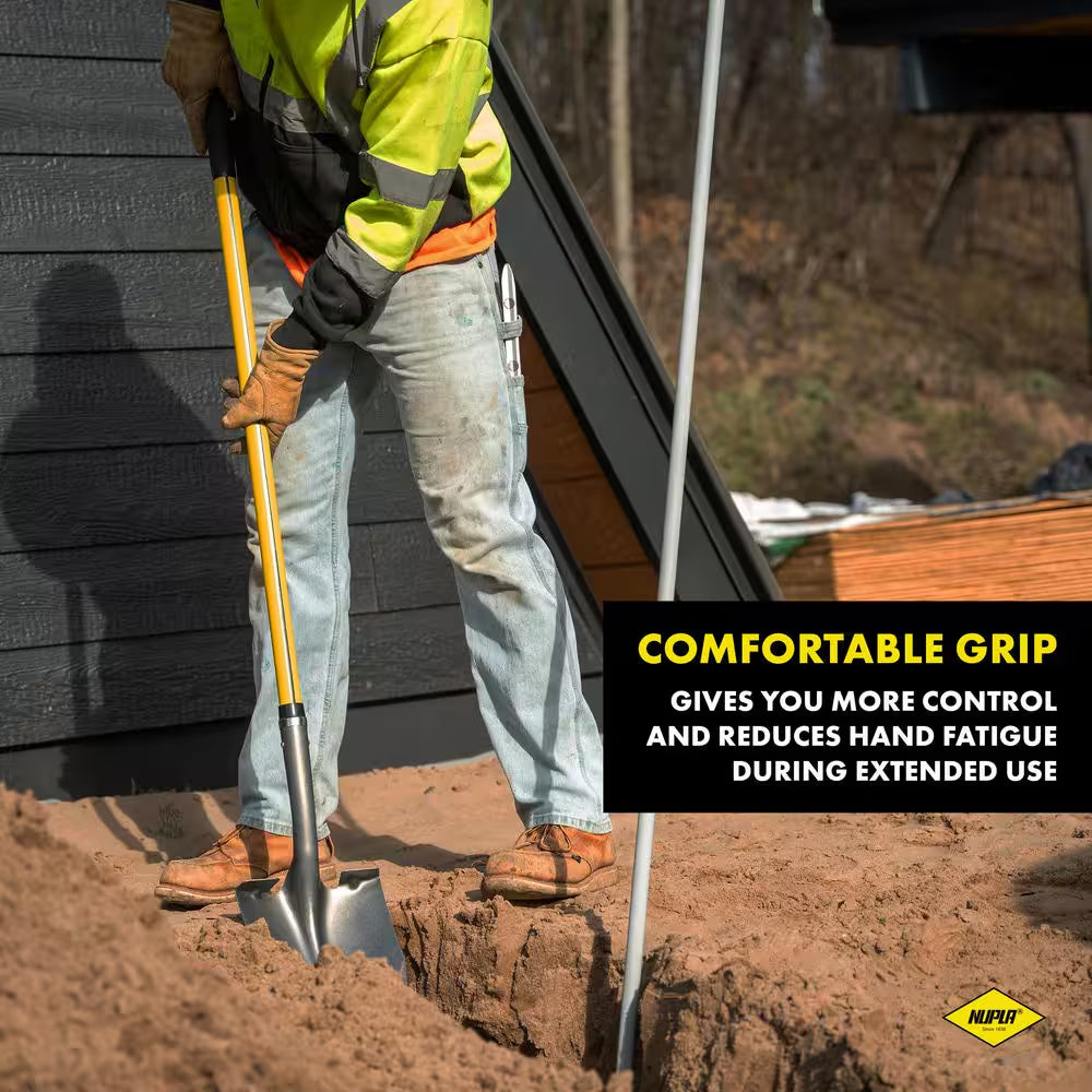 48 In. Classic Fiberglass Handle with round Point Heavy-Duty Steel Shovel and Cushion Grip