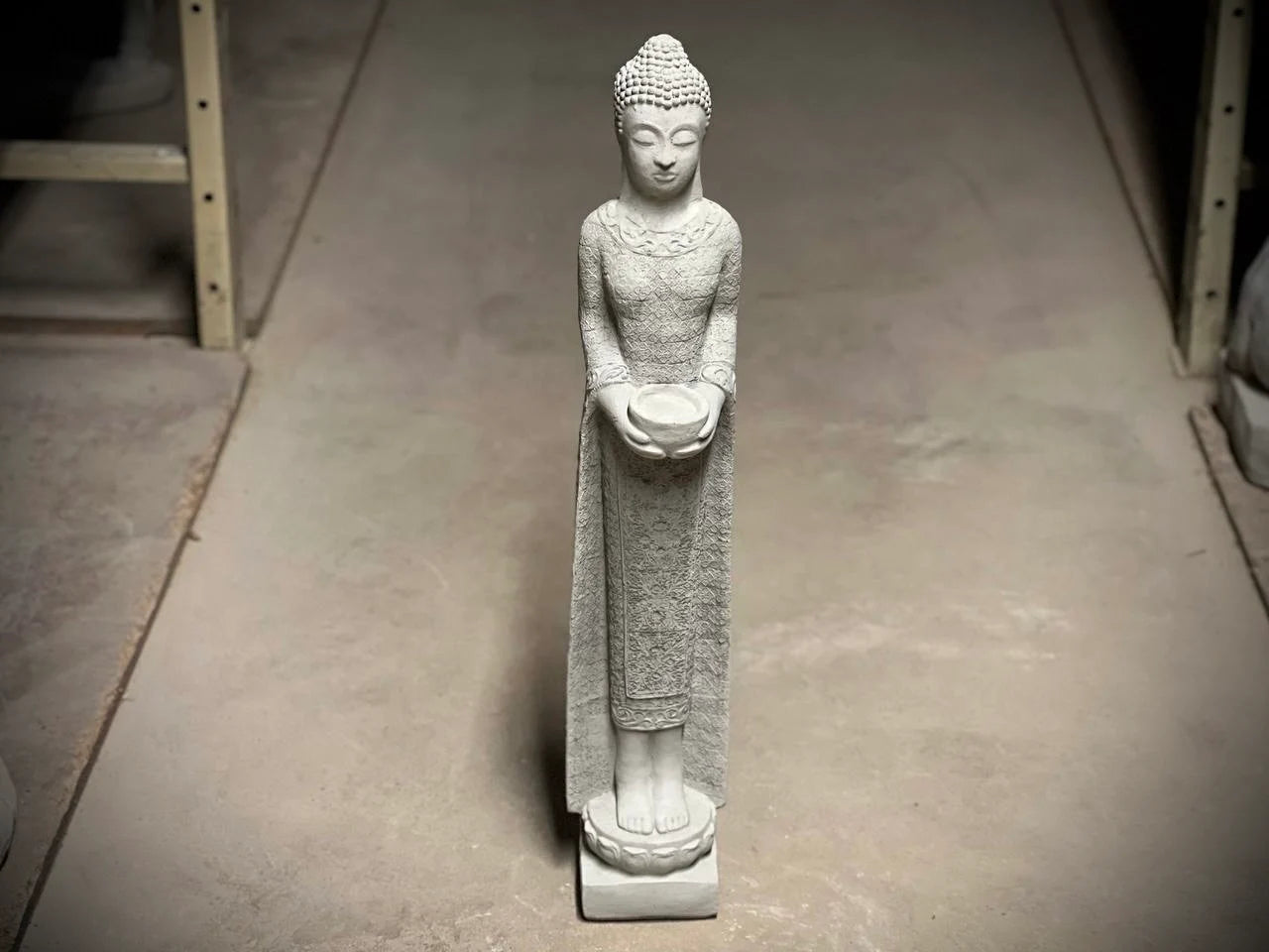 Standing Buddha Stone Statue Asian Buddha Figurine Concrete Zen Lady Sculpture Outdoor Garden Decoration