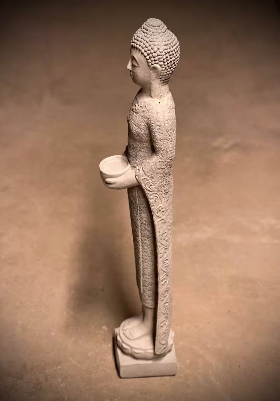 Standing Buddha Stone Statue Asian Buddha Figurine Concrete Zen Lady Sculpture Outdoor Garden Decoration