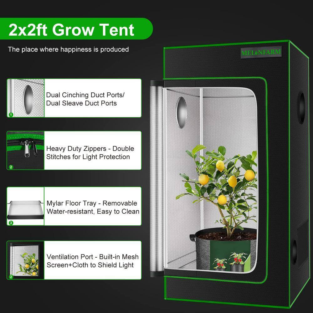 2 Ft. X 2 Ft. Black Grow Tent for Hydroponic Indoor Plant Growing