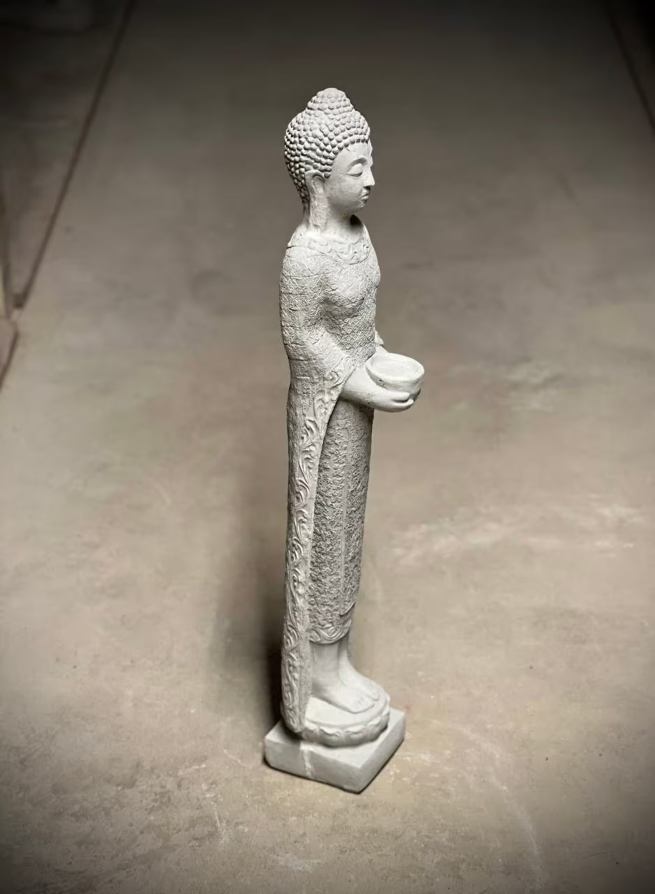 Standing Buddha Stone Statue Asian Buddha Figurine Concrete Zen Lady Sculpture Outdoor Garden Decoration
