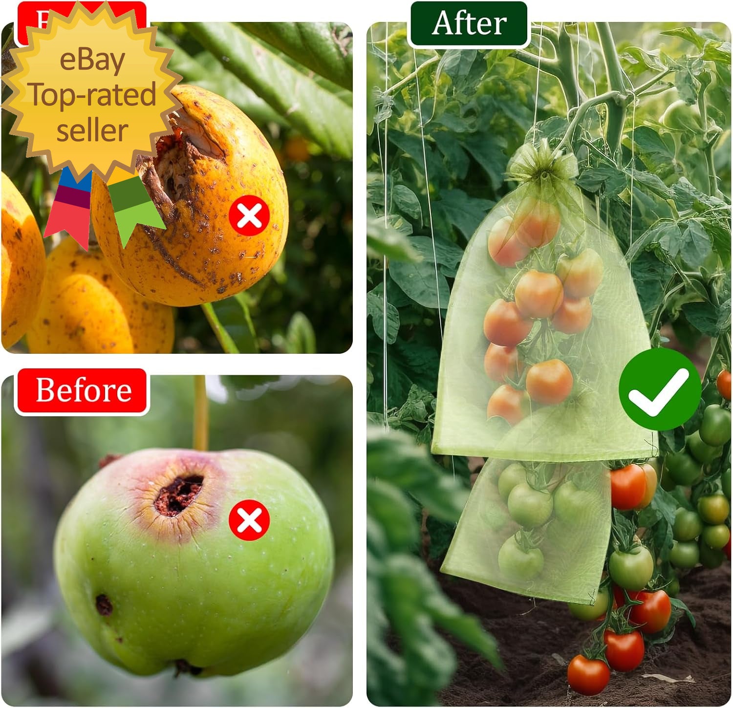 50 PCS 6X9 Inches Fruit Protection Bags Fruit Bags for Fruit Trees Green