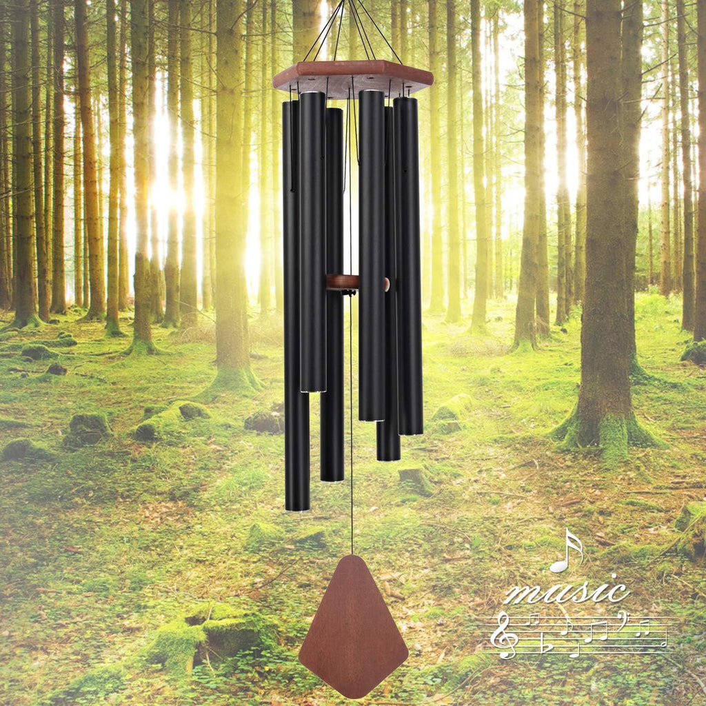 Wind Chimes for outside Large Deep Tone, 44 Inch Black Memorial Windchimes, Outdoor Wind Chimes Gifts for Housewarming, Mother'S Day, Christmas, Patio Garden Yard Decoration