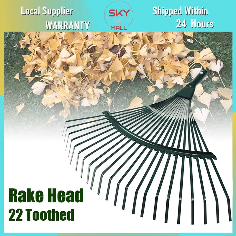 1Pc Garden Leaf Rake Grass Farming Rake Durable Iron Potting 22-Tooth Garden Rake for Gardeners and Landscapers Reliable Tools