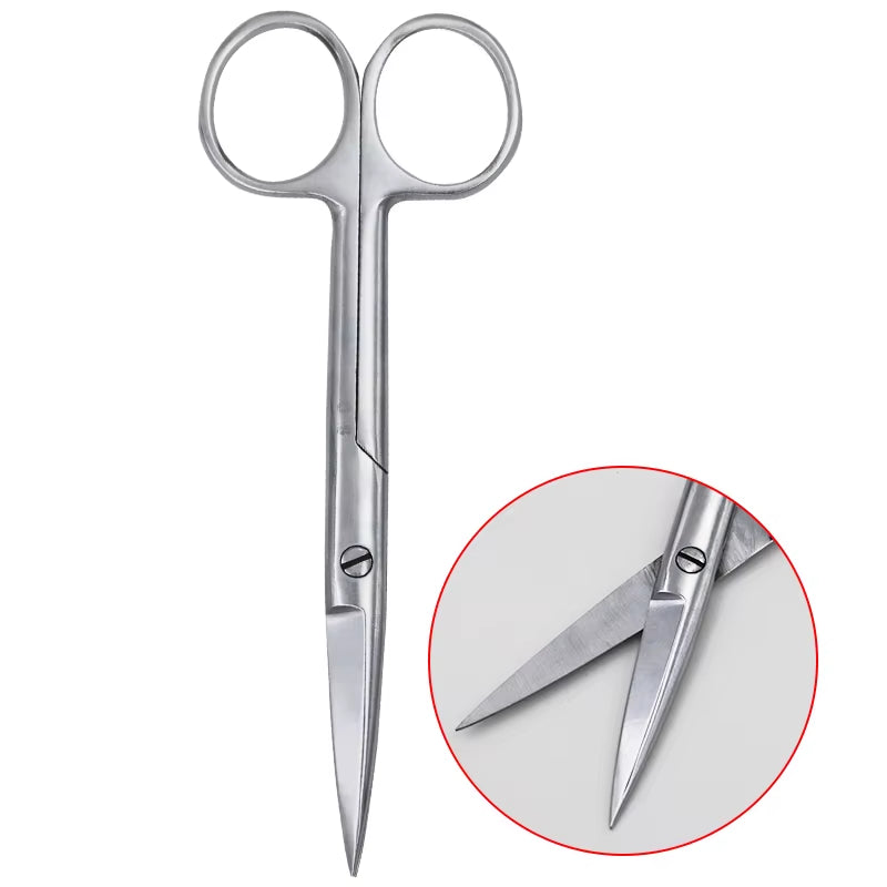 Pet Farm Veterinary Vet Medical Stainless Steel Surgical Scissors 14Cm 16Cm 18Cm Straight Curved Tip Scissors Farming Tool