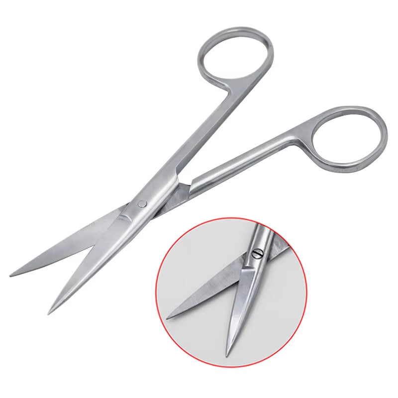 Pet Farm Veterinary Vet Medical Stainless Steel Surgical Scissors 14Cm 16Cm 18Cm Straight Curved Tip Scissors Farming Tool