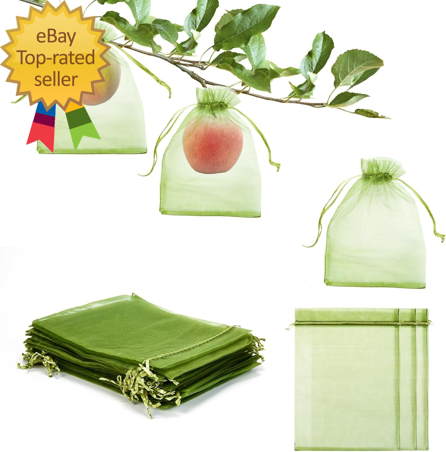50 PCS 6X9 Inches Fruit Protection Bags Fruit Bags for Fruit Trees Green