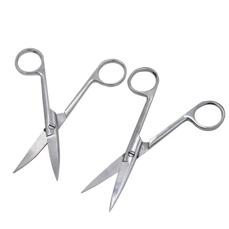 Pet Farm Veterinary Vet Medical Stainless Steel Surgical Scissors 14Cm 16Cm 18Cm Straight Curved Tip Scissors Farming Tool