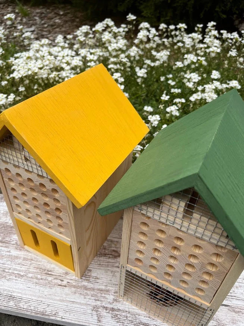 Grand Pollinator Hotel - Multi-Room Garden Insect Habitat House for Mason Bees Organic Gardening Gift