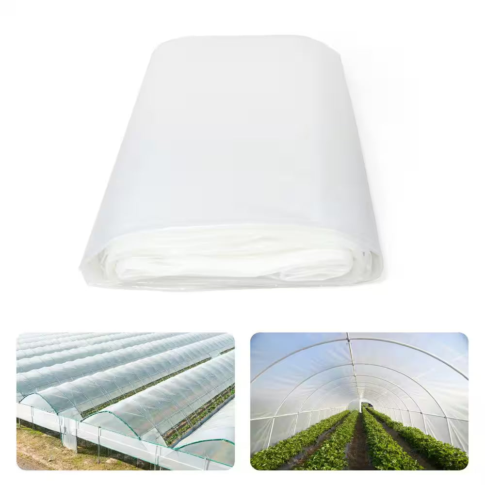 32 Ft. X 50 Ft. 6 Mil Clear Greenhouse Plastic Sheeting, UV Resistant Polyethylene Greenhouse Film, Hoop House Cover