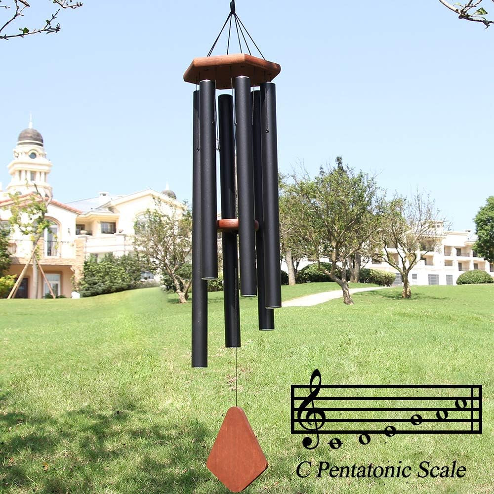 Wind Chimes for outside Large Deep Tone, 44 Inch Black Memorial Windchimes, Outdoor Wind Chimes Gifts for Housewarming, Mother'S Day, Christmas, Patio Garden Yard Decoration