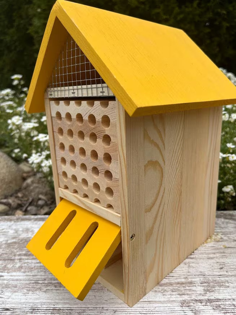 Grand Pollinator Hotel - Multi-Room Garden Insect Habitat House for Mason Bees Organic Gardening Gift