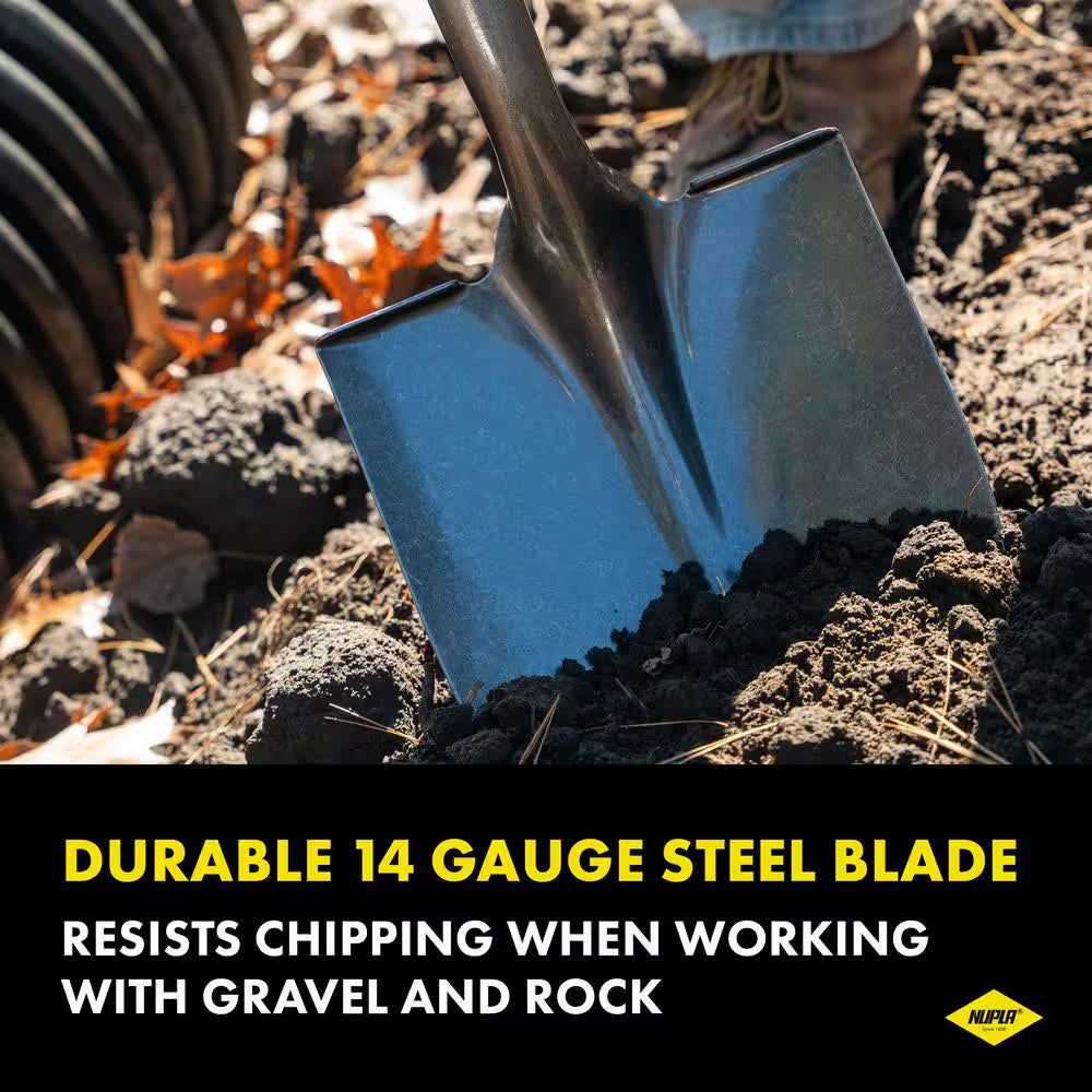48 In. Classic Fiberglass Handle with round Point Heavy-Duty Steel Shovel and Cushion Grip