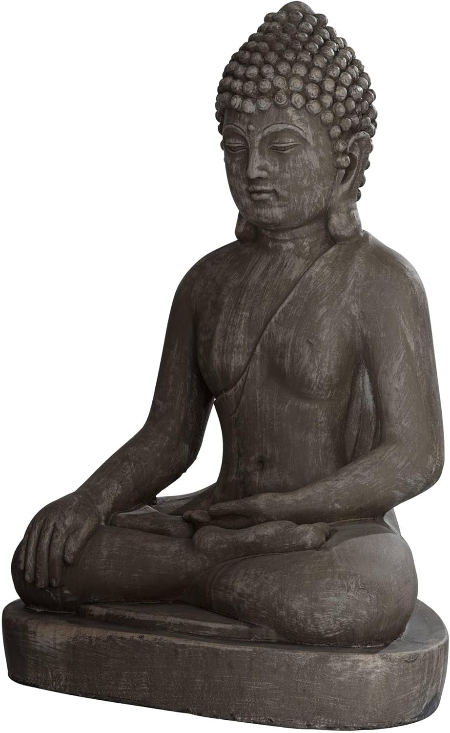 Sitting Buddha Statue Sculpture Zen Asian Japanese Garden Decor Outdoor Front Porch Patio Yard outside Home Balcony House Exterior Weathered Light Sandstone Finish 29 1/2" Tall