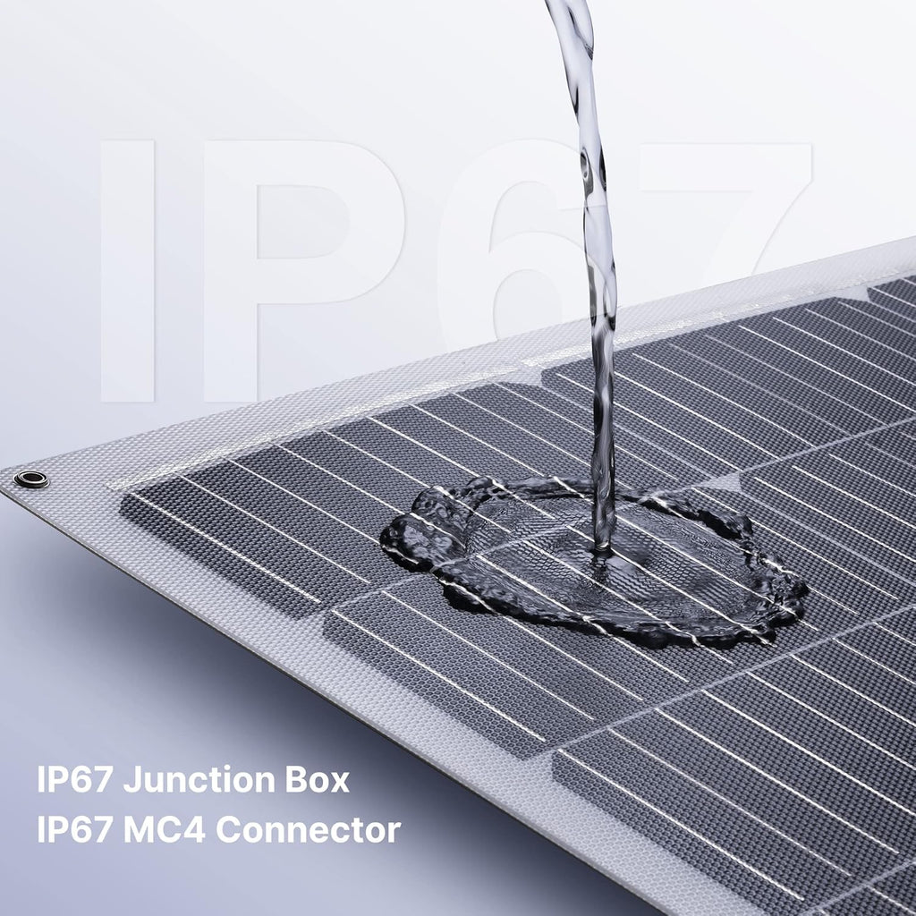 100W 12V Flexible Solar Panel 9BB Monocrystalline Cell 12 Volt Semi-Flexible for Marine RV Trailer Boat Cabin Van Car Uneven Surfaces 12V Battery Charge
