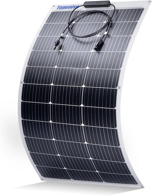 100W 12V Flexible Solar Panel 9BB Monocrystalline Cell 12 Volt Semi-Flexible for Marine RV Trailer Boat Cabin Van Car Uneven Surfaces 12V Battery Charge