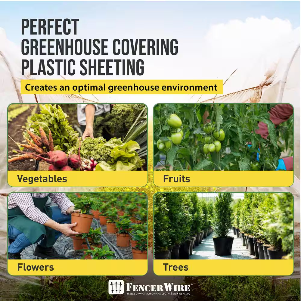 32 Ft. X 50 Ft. 6 Mil Clear Greenhouse Plastic Sheeting, UV Resistant Polyethylene Greenhouse Film, Hoop House Cover