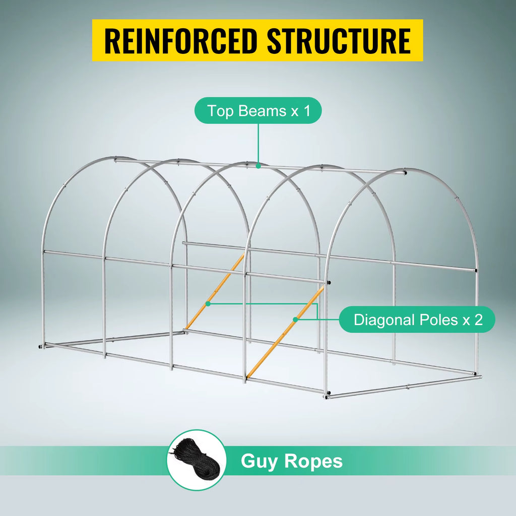 Walk-In Tunnel Greenhouse Galvanized Frame & Waterproof Cover 15X7X7/10X7X7/20X10X7/12X7X7 Ft Greenhouses & Cold Frames
