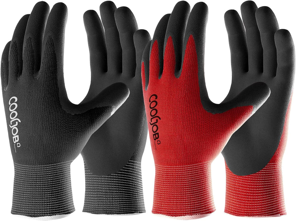 Gardening Gloves for Men, 6 Pairs Breathable Rubber Coated for Garden Weeding Landscaping, outside Work for Lawn Yard, Men'S Medium Size, Black & Red