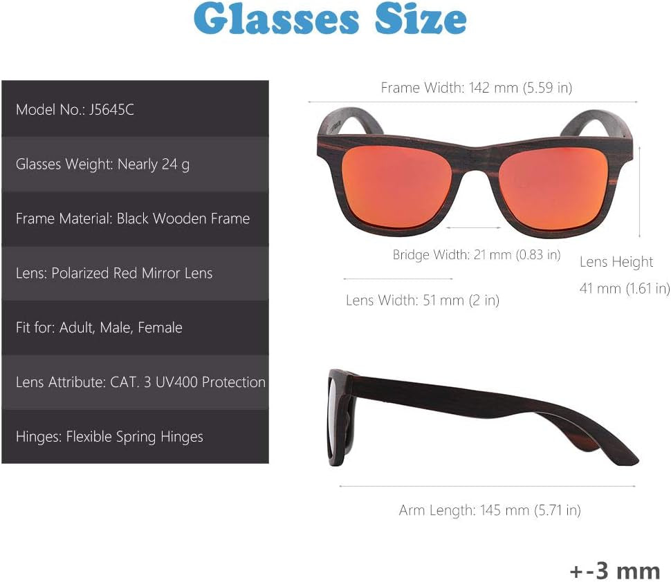 Polarized Wood Sunglasses Men, Wooden Bamboo Sunglasses for Women