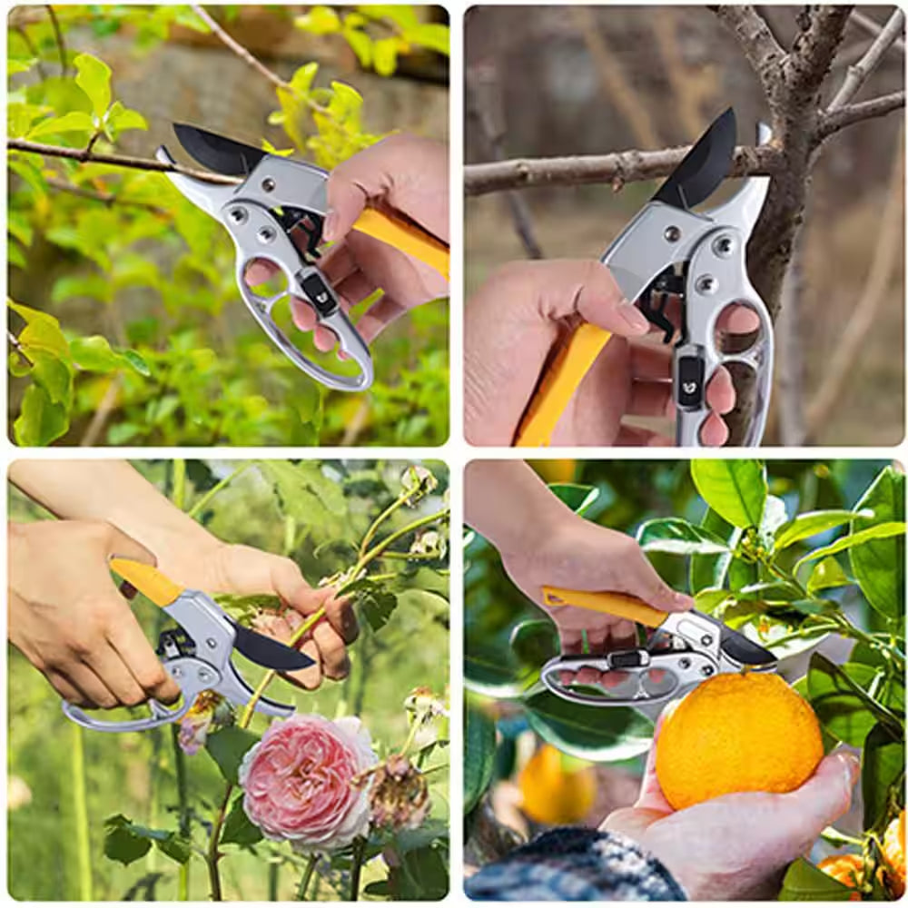 8 In. Hand Pruner, for Trimming Rose, Floral, Tree, Live Plants, Sharp Garden Scissors