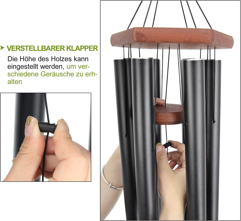 Wind Chimes for outside Large Deep Tone, 44 Inch Black Memorial Windchimes, Outdoor Wind Chimes Gifts for Housewarming, Mother'S Day, Christmas, Patio Garden Yard Decoration