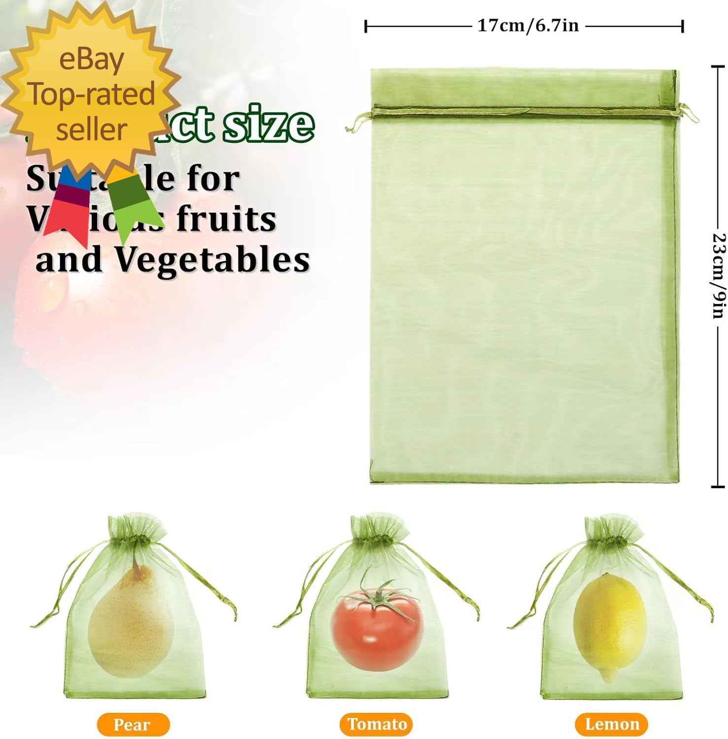 50 PCS 6X9 Inches Fruit Protection Bags Fruit Bags for Fruit Trees Green