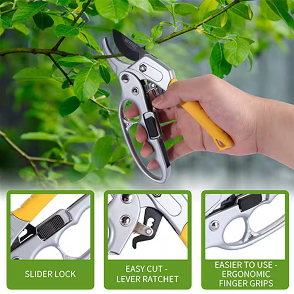 8 In. Hand Pruner, for Trimming Rose, Floral, Tree, Live Plants, Sharp Garden Scissors