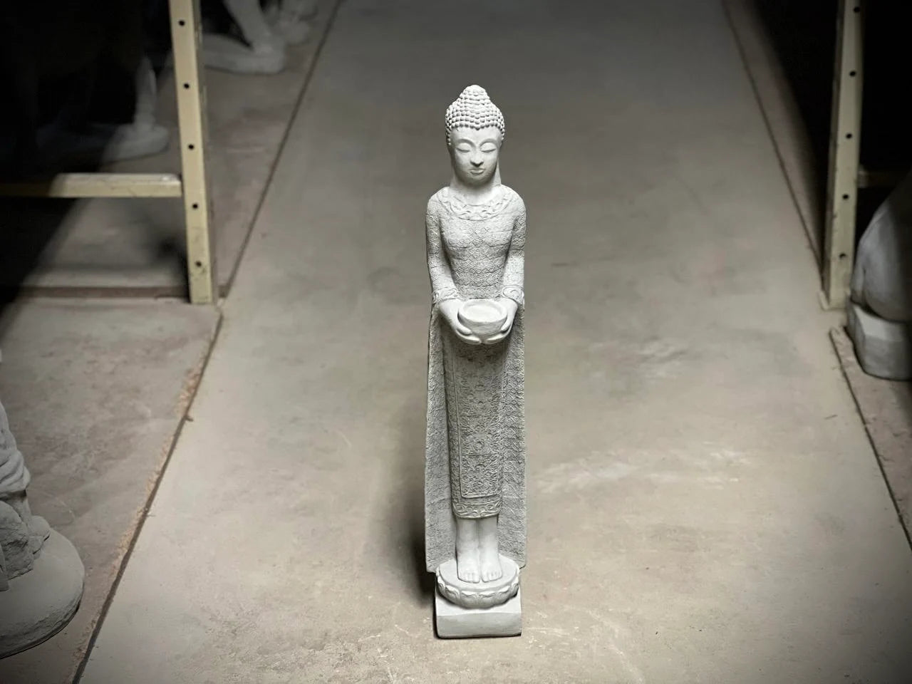 Standing Buddha Stone Statue Asian Buddha Figurine Concrete Zen Lady Sculpture Outdoor Garden Decoration