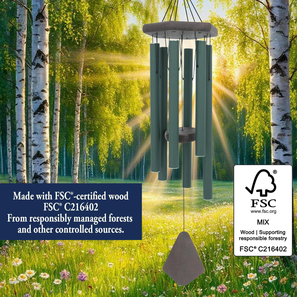 Large Wind Chimes for Outside, 30" Aluminium Wind Chime with Wind Catcher, Outdoor Garden Patio Decoration Windchimes, Classic Zen Gift for Men and Women Green