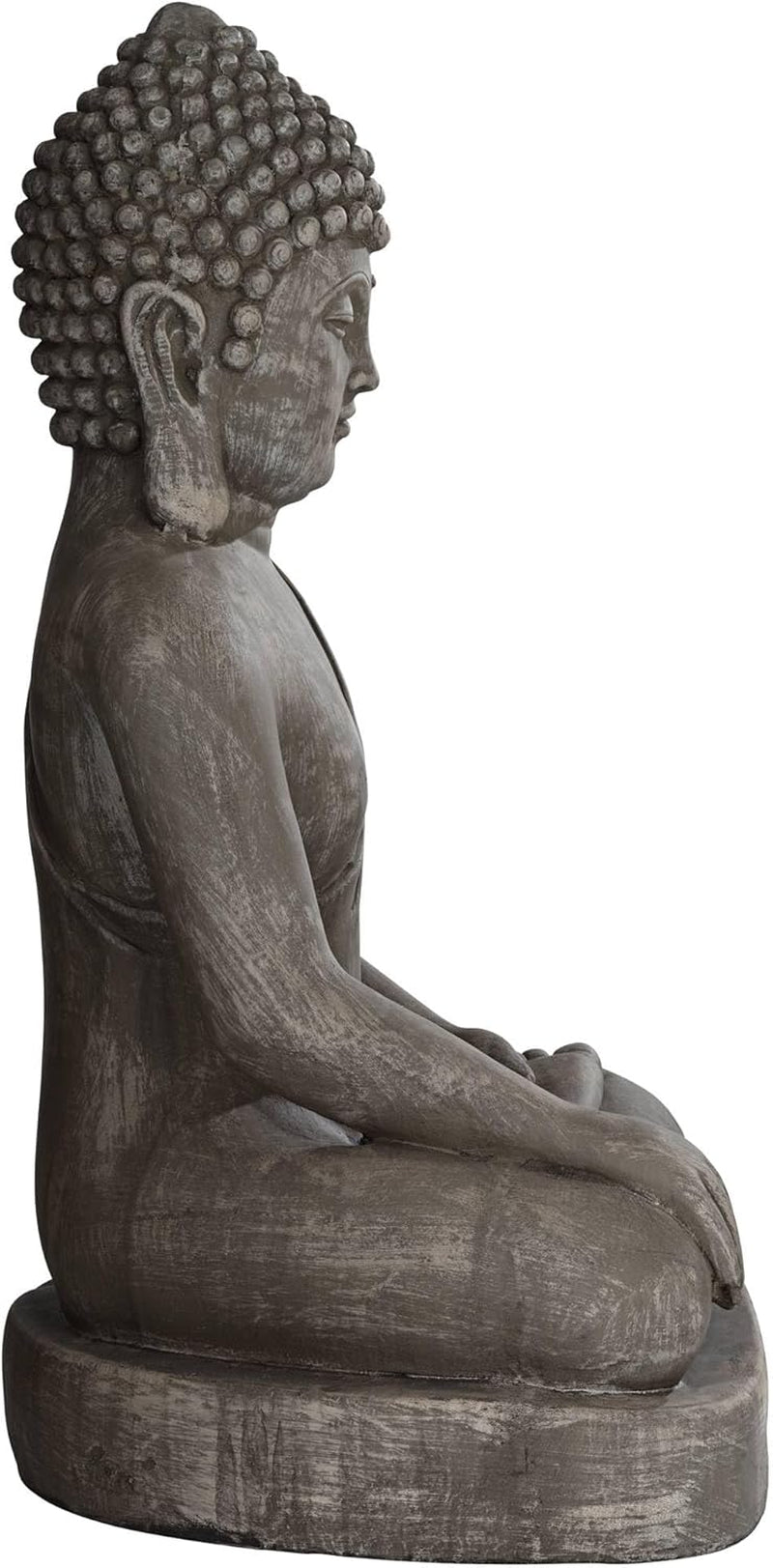 Sitting Buddha Statue Sculpture Zen Asian Japanese Garden Decor Outdoor Front Porch Patio Yard outside Home Balcony House Exterior Weathered Light Sandstone Finish 29 1/2" Tall